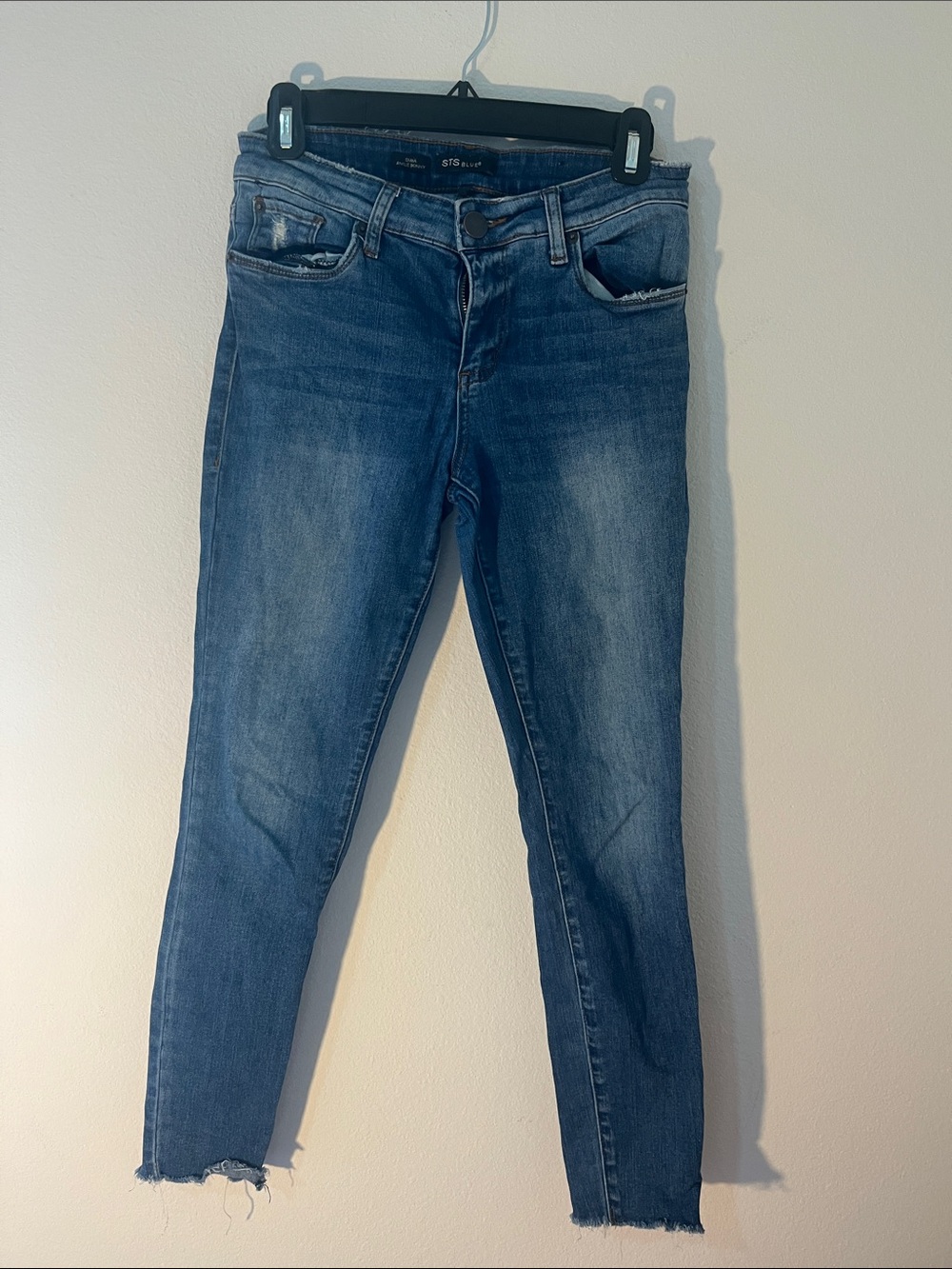 STS Blue Dark Wash Skinny Jeans with Raw Hem